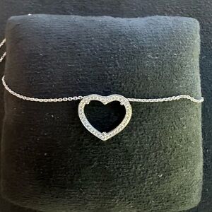 Natural diamond heart with  18 carat white gold necklace